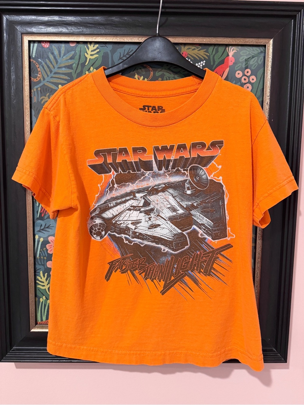 Kids Star Wars orange shirt Millenium Falcon size 7